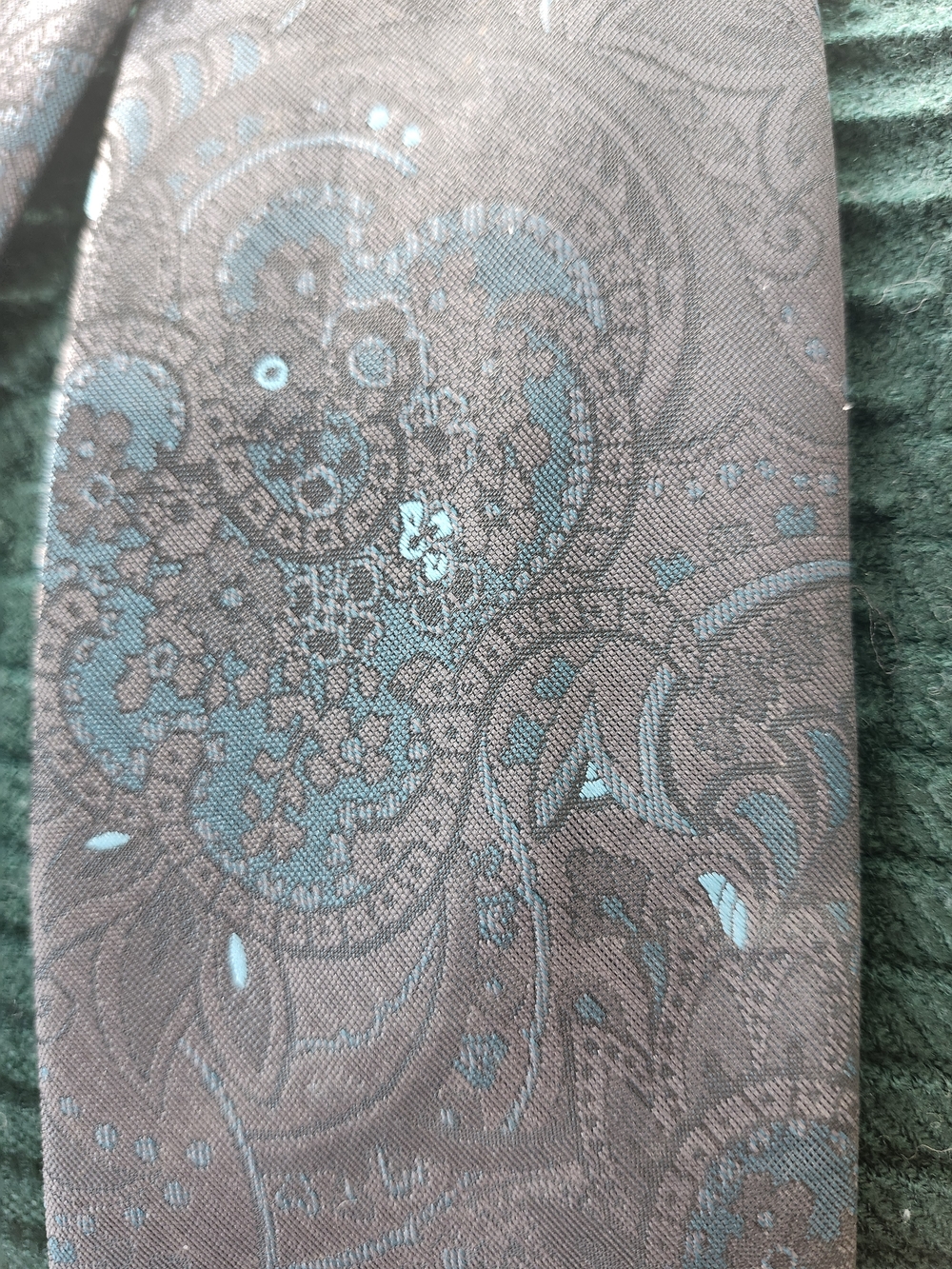 Paisley Tie Gray Teal Green Necktie Subtle Texture
